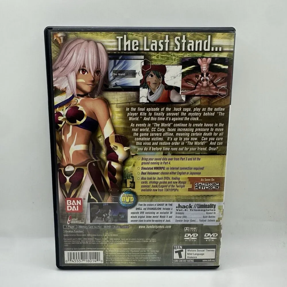 Dot .hack Quarantine Part 4 PS2 CIB Reg Card Anime DVD Tested PlayStation 2